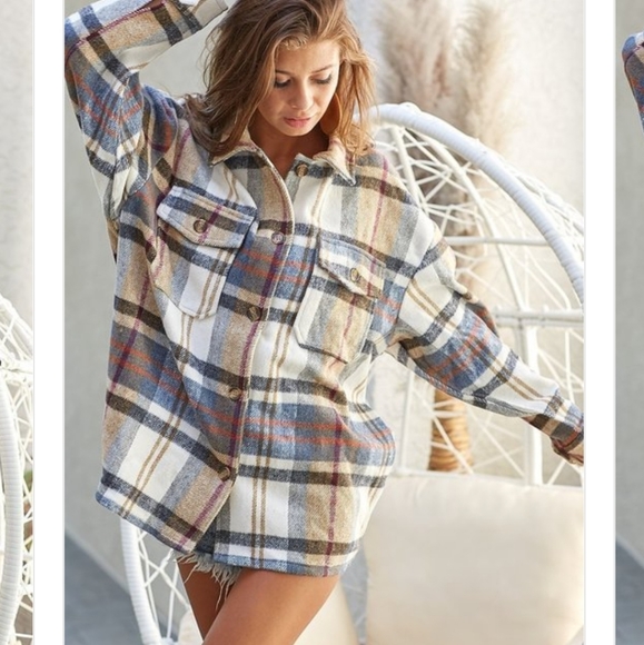 Oversized plaid shacket NWT - Picture 3 of 10